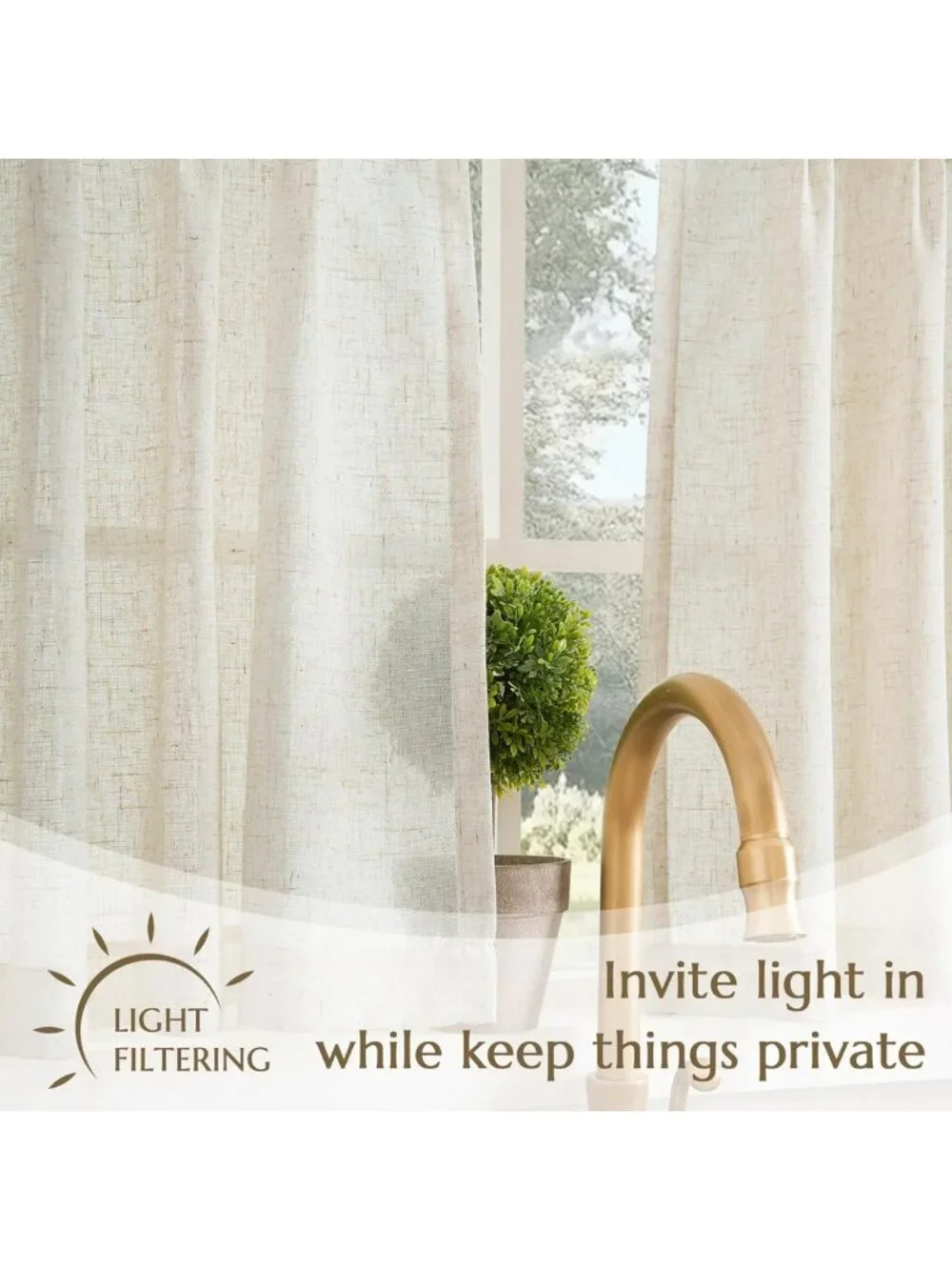 Light Filtering Linen Blend Curtains 45
